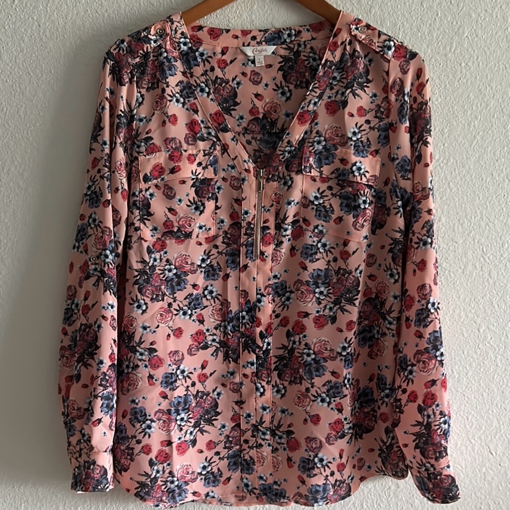 Colorful Floral Women's Long Sleeve Blouse